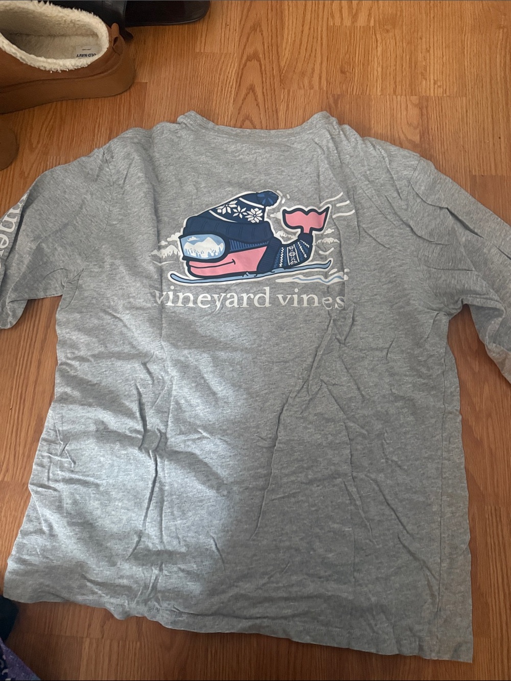 Vineyard Vines Gray Long-Sleeve Whale Ski Tee